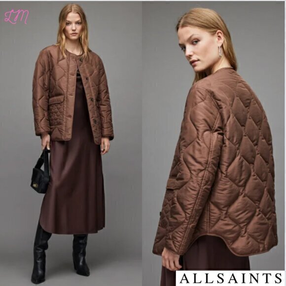 AllSaints Foxi Brown Liner Jacket Size UK‎ 4 US 0 NWT - Picture 1 of 12